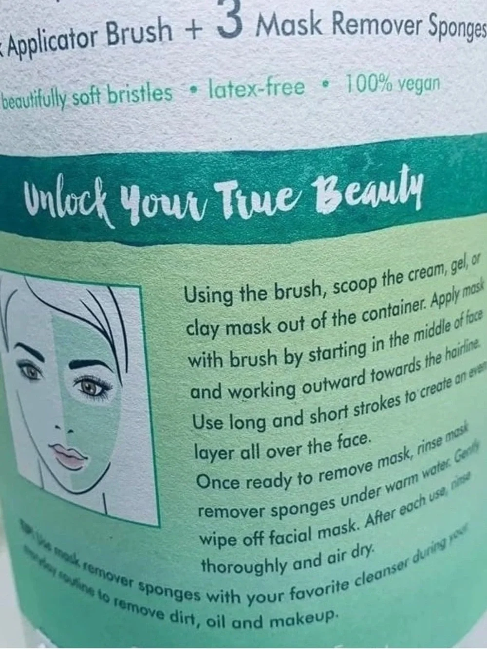 eco tools Light Green Facial Sponge Pads with Applicator  Mask Brush